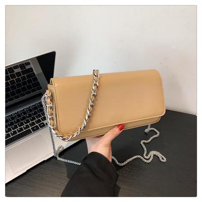 PU Solid Color Small Square Bag Women New Fashion Chain Crossbody Bag Versatile Casual Fashionable One Shoulder Bag