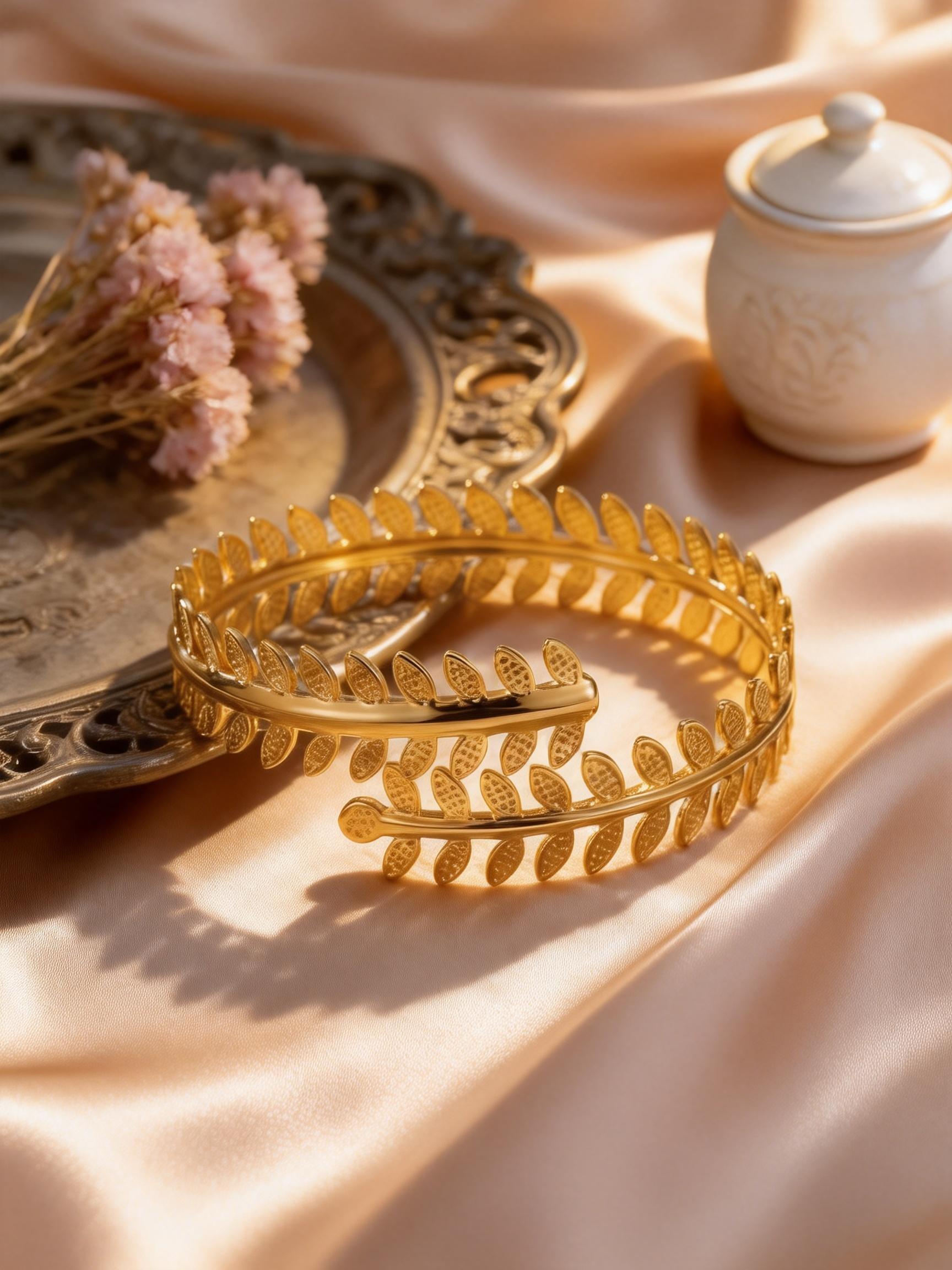 

Leaf-shaped Open Arm Bracelet Upper Arm Band Gold Color Geometric Leaves Spiral Cuff Bangle for Women Fashion Jewelry
