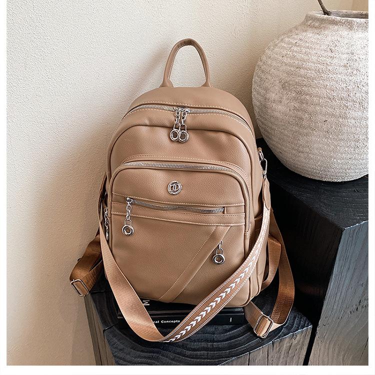 Backpack Women's Backpack Soft Leather New Casual Versatile Fashion Premium Large Capacity Commuter Shoulder Bag