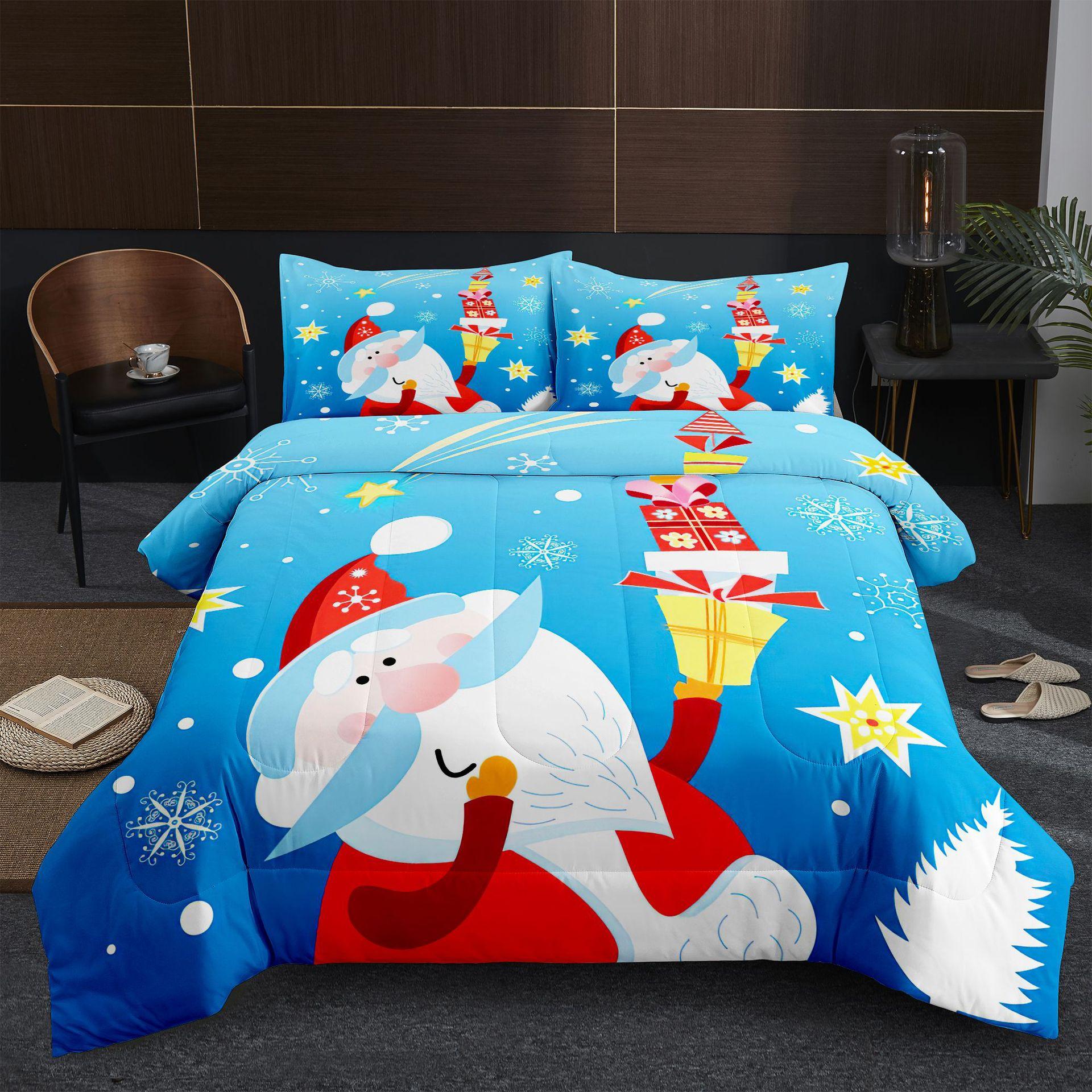 Digital Print Santa Claus Series Microfiber Comforter Set - 3 Piece Bedding Cover Set 140*200cm
