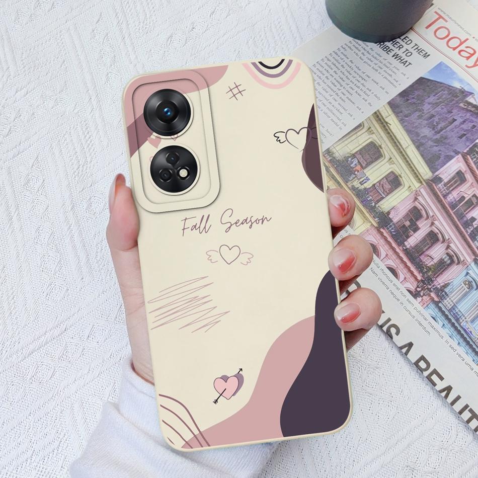 

For Oppo Reno 8T 8Z Phone Case Love Heart Camera Protection Soft Liquid Silicone Back Cover For OPPO Reno8T 4G 5G 8 Lite Shell Oppo Reno 8 Lite