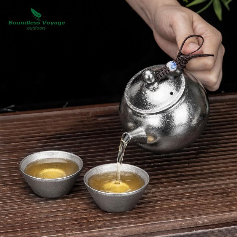 Pure Titanium Teapot Home Office Outdoor Use 260ml Thickened Durable Kung Fu Tea Pot With Built-in Heater