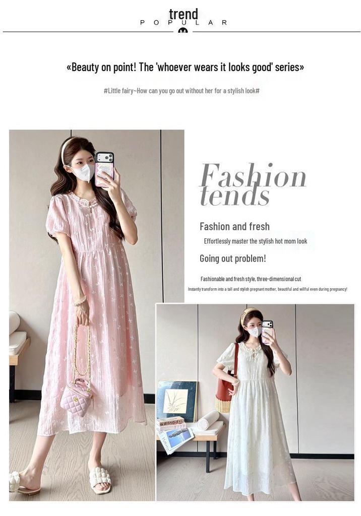 2026 Chinese Style Maternity Dress: Plus Size, Sweet Temptation, Slim Fit for Summer