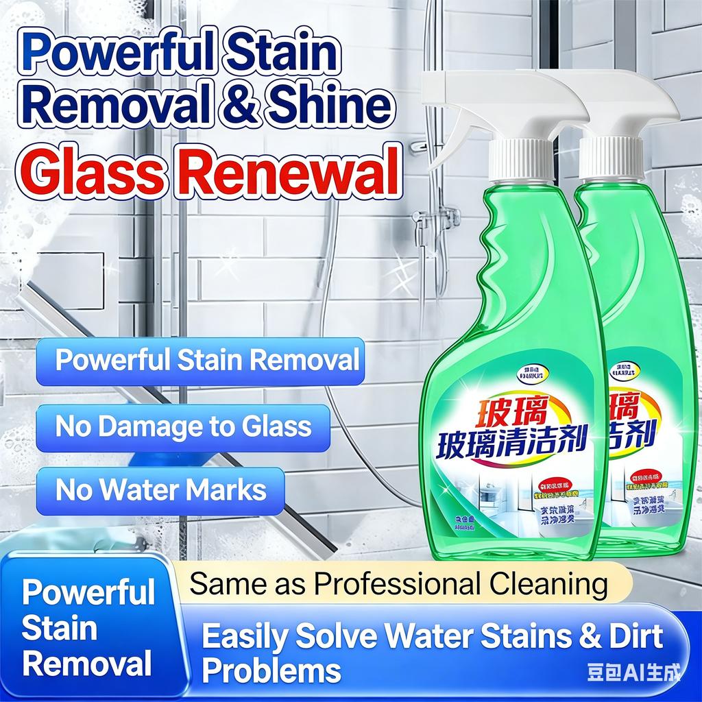 A Powerful Glass Cleaner for Household Use, Specifically Designed for Removing Water Scale Stains from Glass Windows Bathrooms