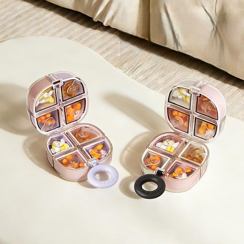 Mini Pill Case with Handle Compact Daily Pill Organizer for Pocket Purse Outdoor Travel