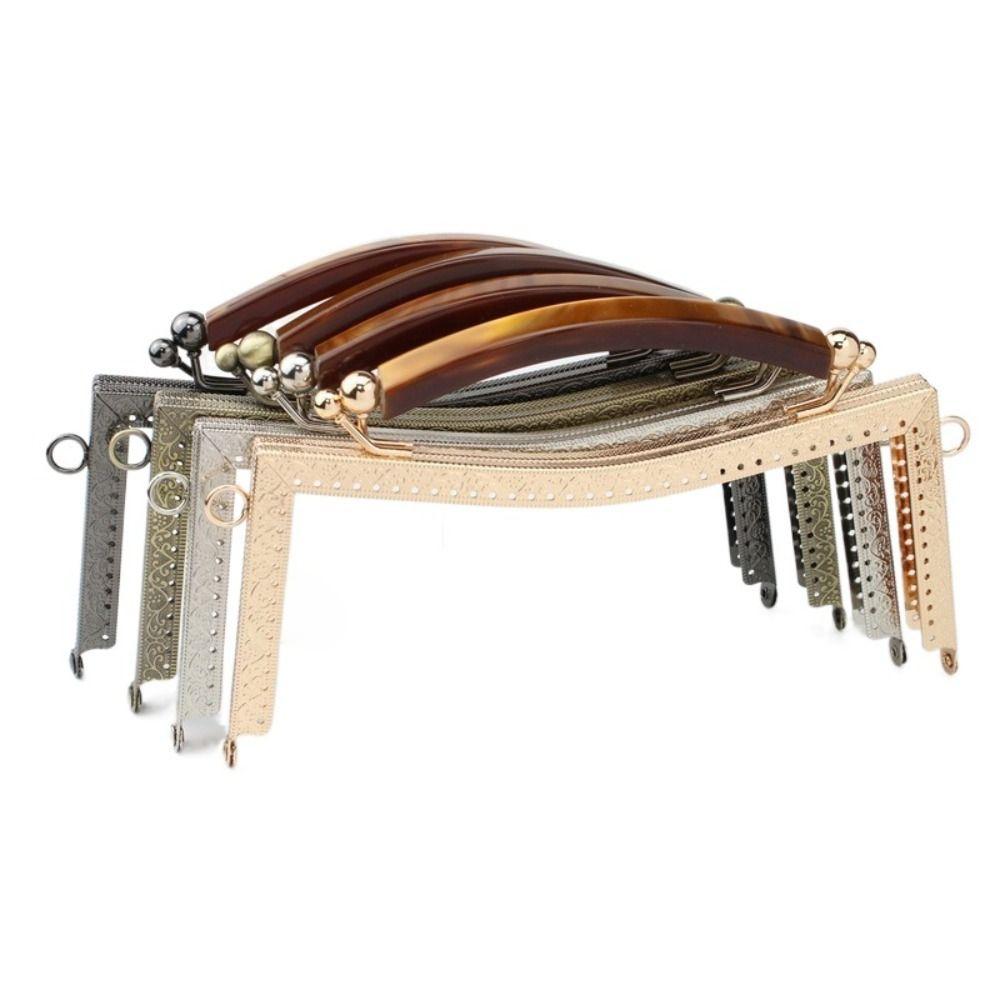 20.5CM Concave Smooth Metal Clasp Sewing DIY Handmade Clutch Frame For Bags With Silicone Handles Purse Accessories Bag Parts