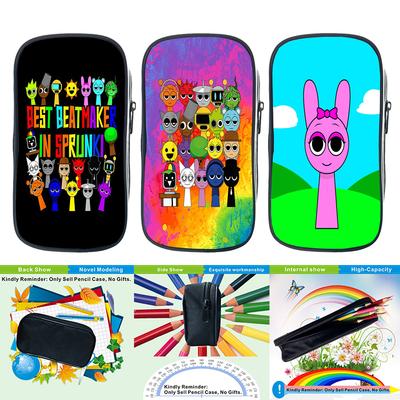 Sprunki Incredibox Pencil Case Large Capacity Kids Boys Girls Pen Bag Cute Cartoon Game Stationery Organizer Storage Bag For Students Gift