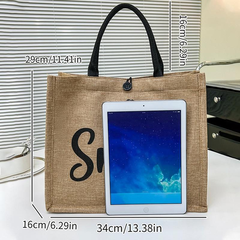 Tote Tote Woven Bag Women 2025 New Hand-painted Pattern Letter Tote Canvas Bag Shopping Bag Tote Bag