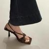 Fashion Retro High Heel Sandals Women Summer New Square Toe Open Toe with Skirt Versatile Temperament Open Toe Stiletto Heels