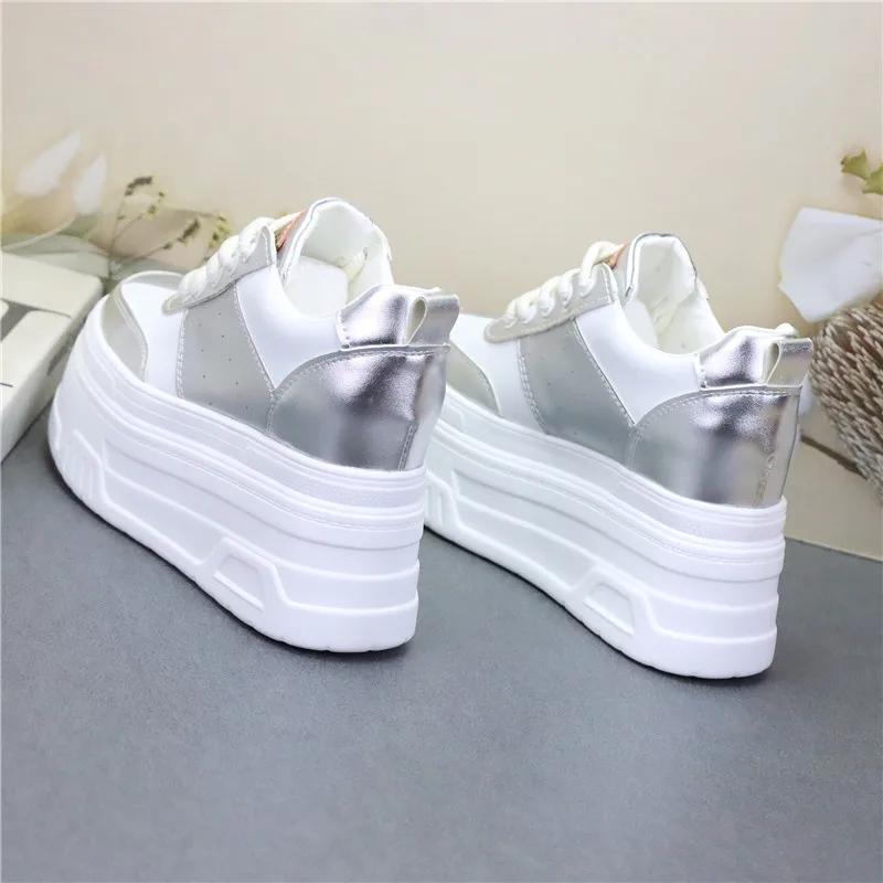 Fashion 12CM Comfy Spring Genuine Leather Ankle Boots Platform Wedge Flats Booties Autumn Women Shoes Synthetic Chunky Sneakers