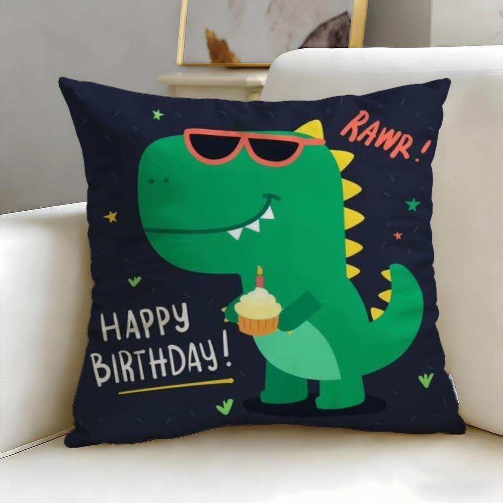 cartoon theme Cartoon Dinosaur Cushion Cover Soft & Easy-Wash Pillow Case – Versatile for Couch, Bed, Travel and Office