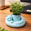 Plastic Cat-Shaped Planter Pot 3D Printed Succulent Pot Cat Desktop Ornament  Bookshelf Display