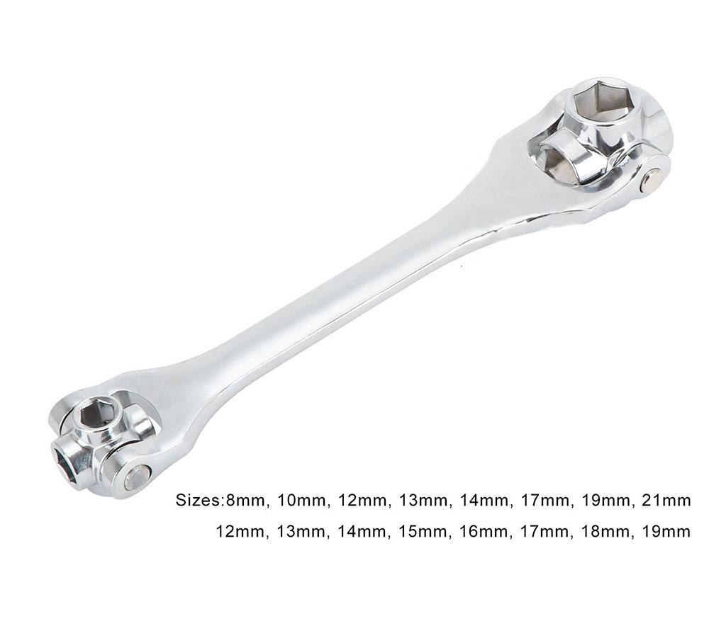 8 In 1 Dog Bone Metric 6 Point Socket Wrench With 12mm To 21mm Multi-size  Auto Repair Tool Double Head Spanner