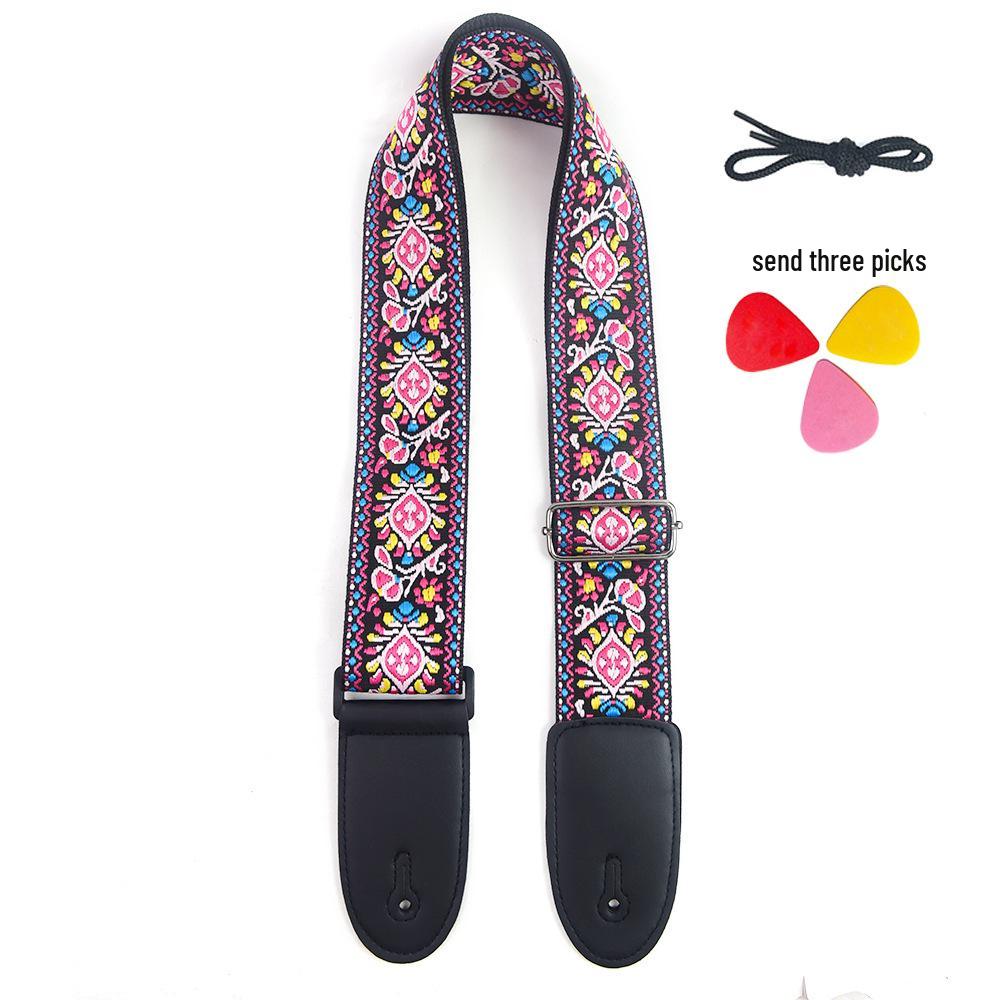 Thick Embroidered Universal Guitar Strap for Acoustic, Electric, and Wooden Guitars