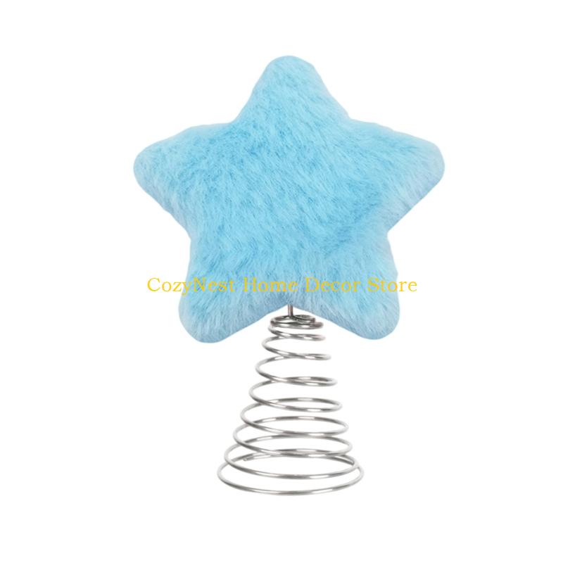 92MF Festival Star Toppers Christmas Tree Plush Star Christmas Tree Decoration Festival Home Ornament for Home Accent