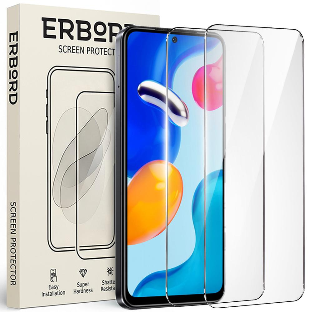 2x Tempered Glass for Xiaomi Redmi Note 11 Pro, ERBORD 9H Hard Glass, fast