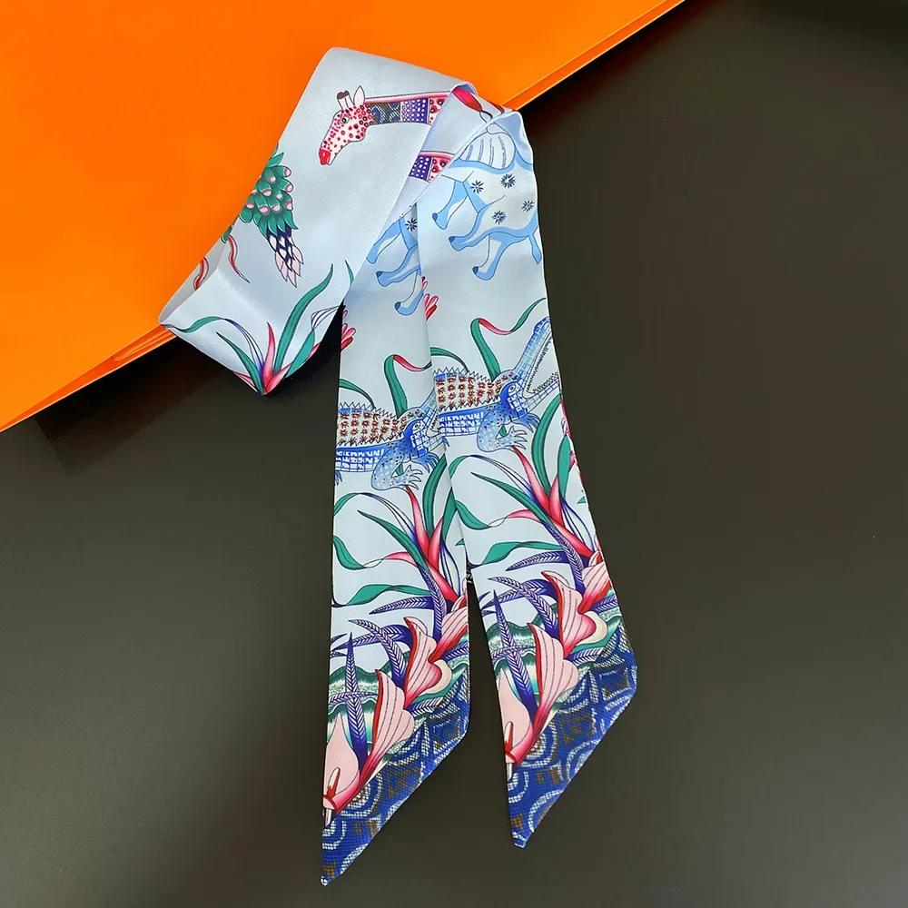 90X5Cm Animal Print Streamer Women'S New Model Emulated Silk Elephant Printed Scarf Fashion Kidnapping Ribbon Headband Scarf