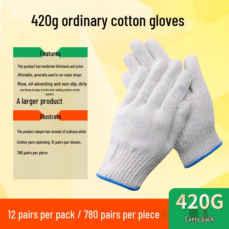 Cotton Yarn Work Gloves for Construction and Labor Protection
