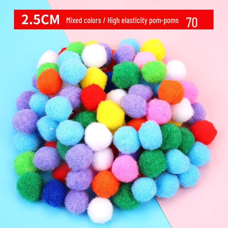 Mixed Color Fluffy Pom Poms: High Elasticity Handmade Plush Balls for DIY Decorative Accessories