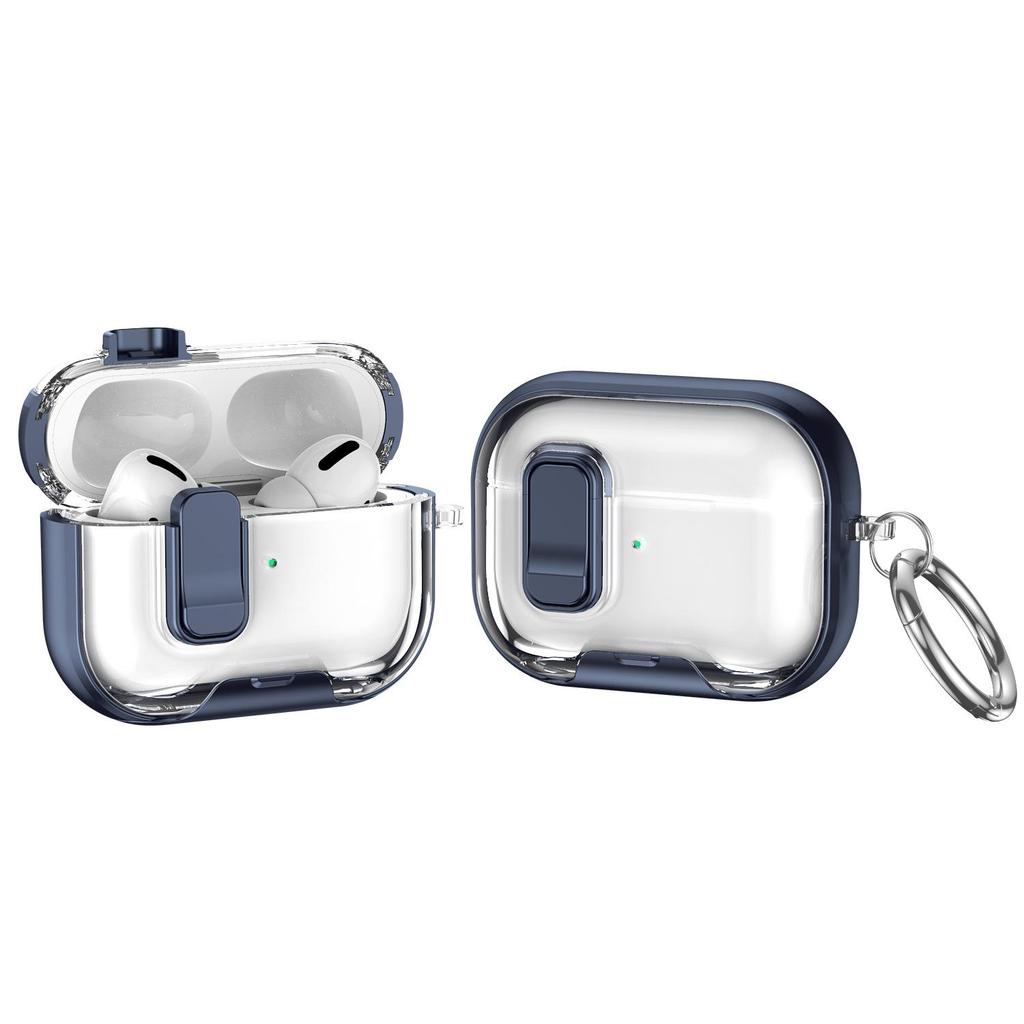 Transparent Color-Block Protective Case with Stand for AirPods Pro 2nd Gen