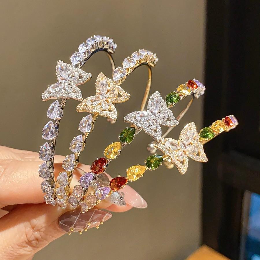 Fashion Butterfly Jewelry Bracelet With Zircon Stones For Elegant Women