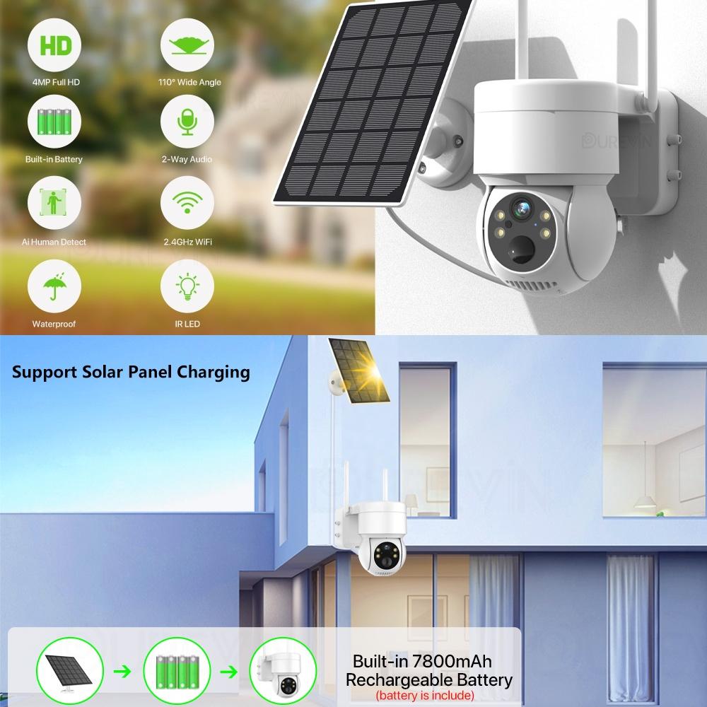 Outdoor Solarbetriebene Netzwerkkamera, HD Nachtsicht CCTV Überwachungskamera, Intelligenter Drahtloser WIFI Videoaufzeichner