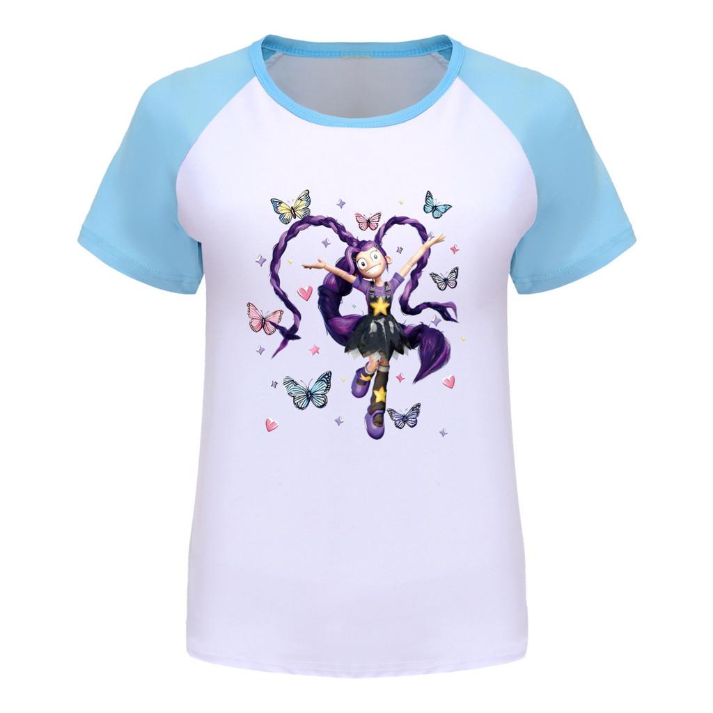 5599 Kinder Mädchen Lily Lovebraids Anime Print Raglanärmel T-Shirt Top