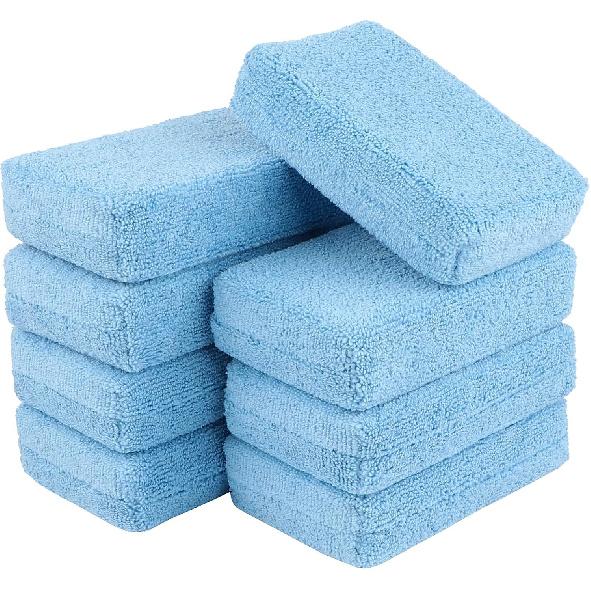 AIDEA Microfiber Applicator Pad-8Pack, Car Wash Sponge, Premium Microfiber Sponge And Cleaning Pads, Perfect For Effortless Wax, Sealant, And