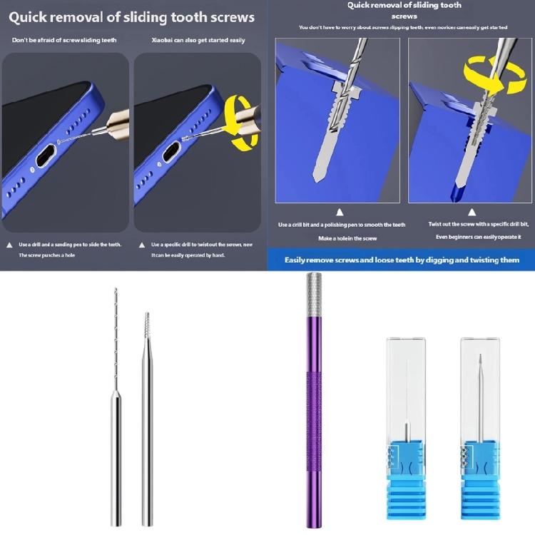 Damaged Screw Extraction Drill Bit Alloy Steel Precisely Removes Stubborn Phone Screws Without Frame Scratches