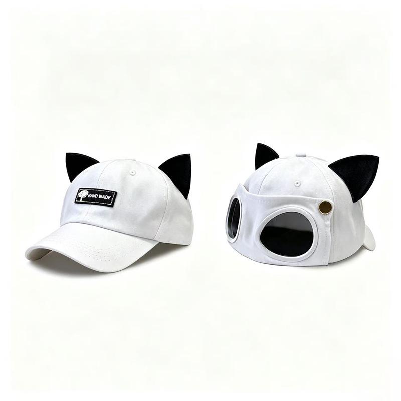 Cute Cat Ears Aviator Sunglasses Hat - Women's & Children's Sunshade Cap