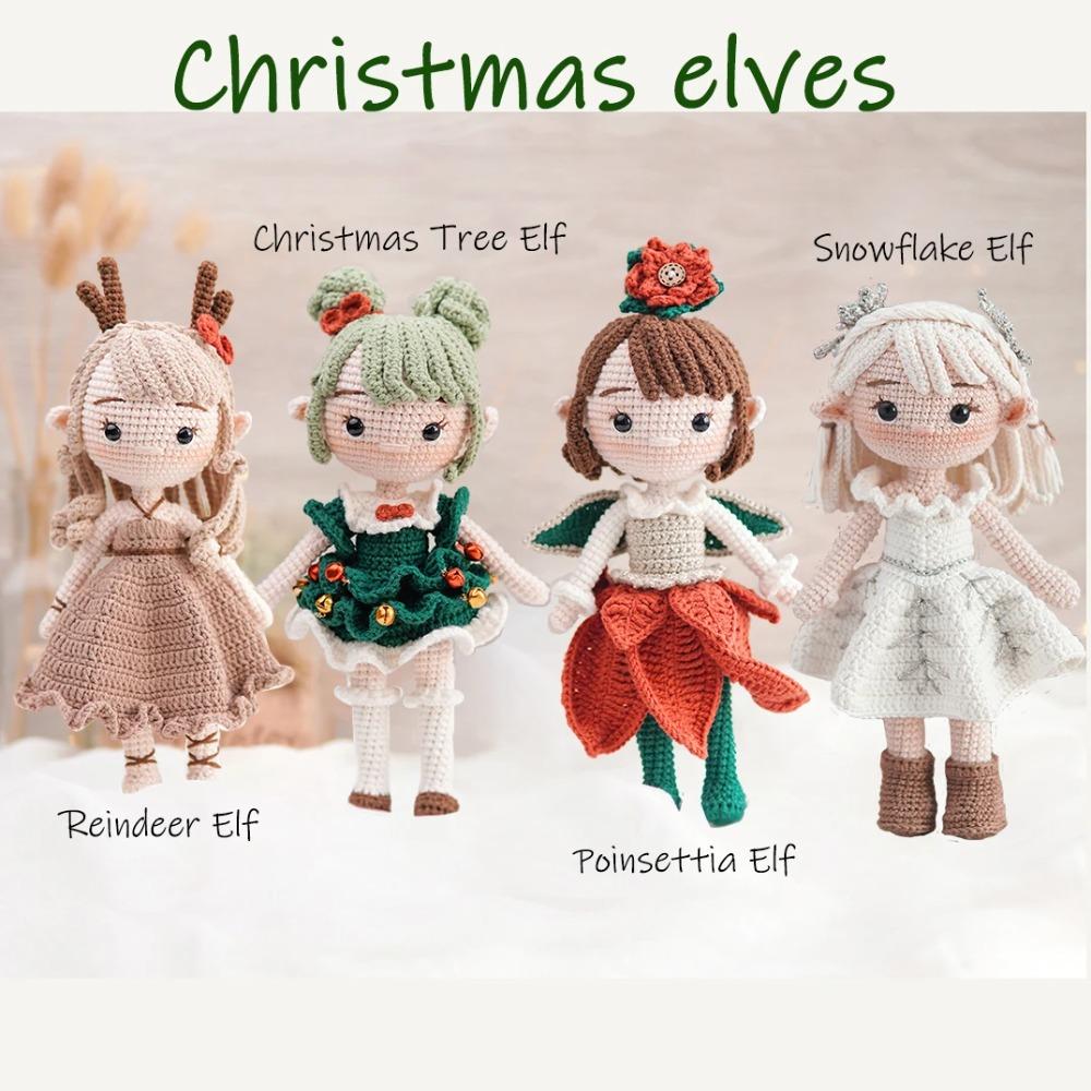 Christmas Crochet Girls Set Amigurumi Handmade Knittin Doll DIY Hook Materials Kit For Christmas Decoration Crafts Child Gifts