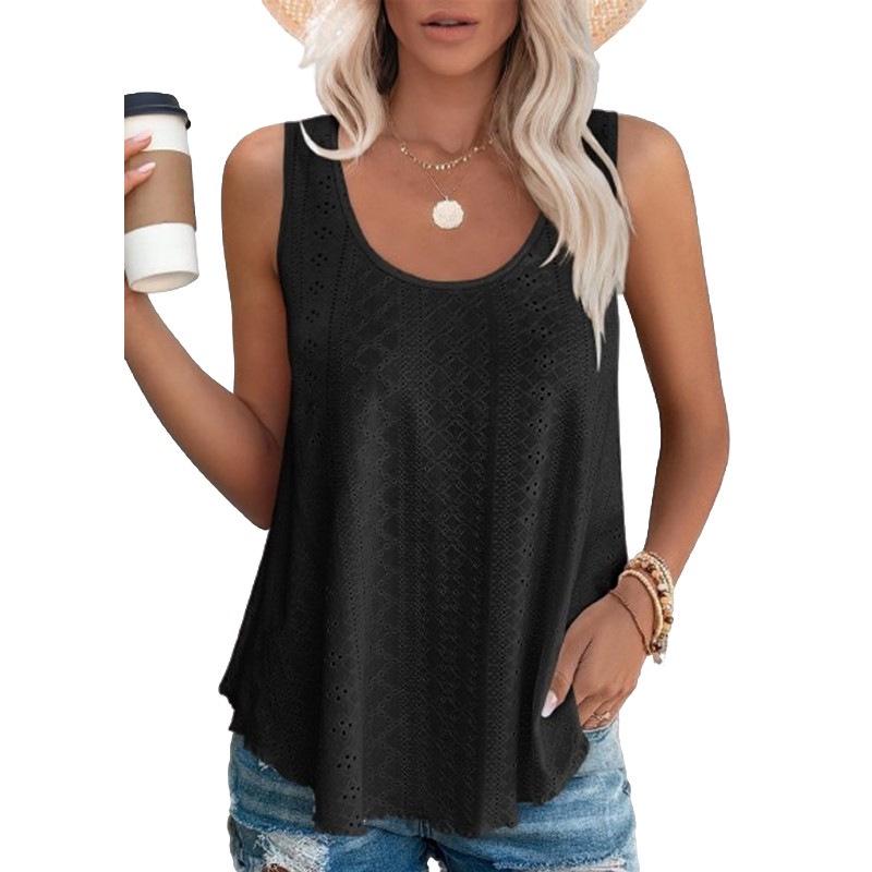 

2025 Весна/Лето Свободная Футболка без рукавов с круглым вырезом Large