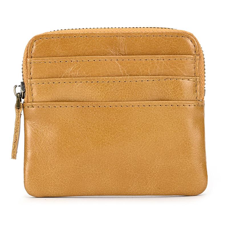 Mini Coin Purse Wallet Genuine Leather Men Woman Card Holder Zipper Small Purse For Coins Cards Cash Little Wallet Male Female