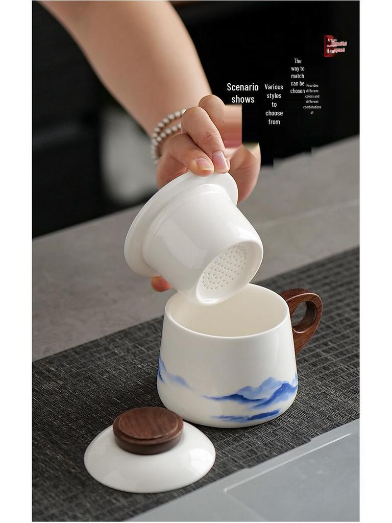Exquisite Mutton Fat White Porcelain Tea & Coffee Infuser Cup for Home & Office