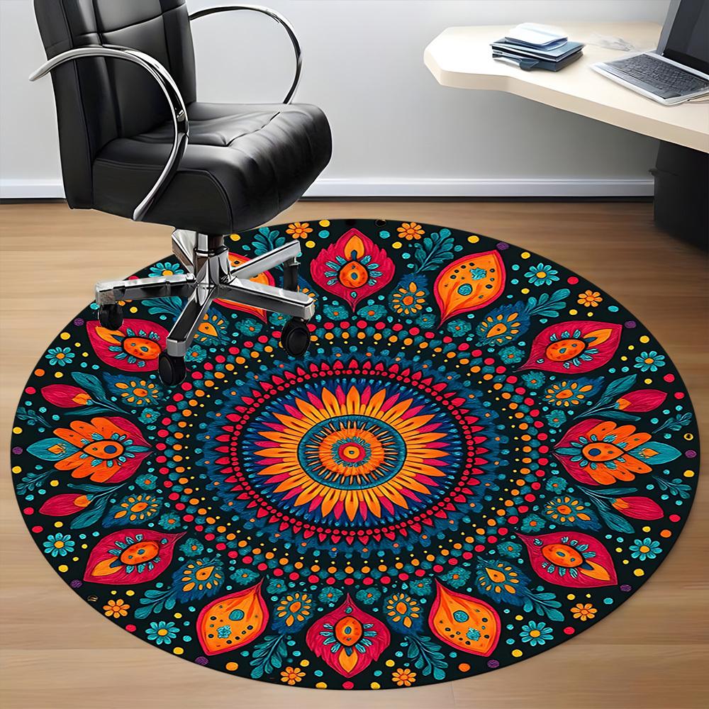 1PC Mandala Artwork Chair Carpet for Office Non-Slip, Lightweight, Machine Washable Rug for Office, Sleeping, Room - Holiday Decoryy251009127