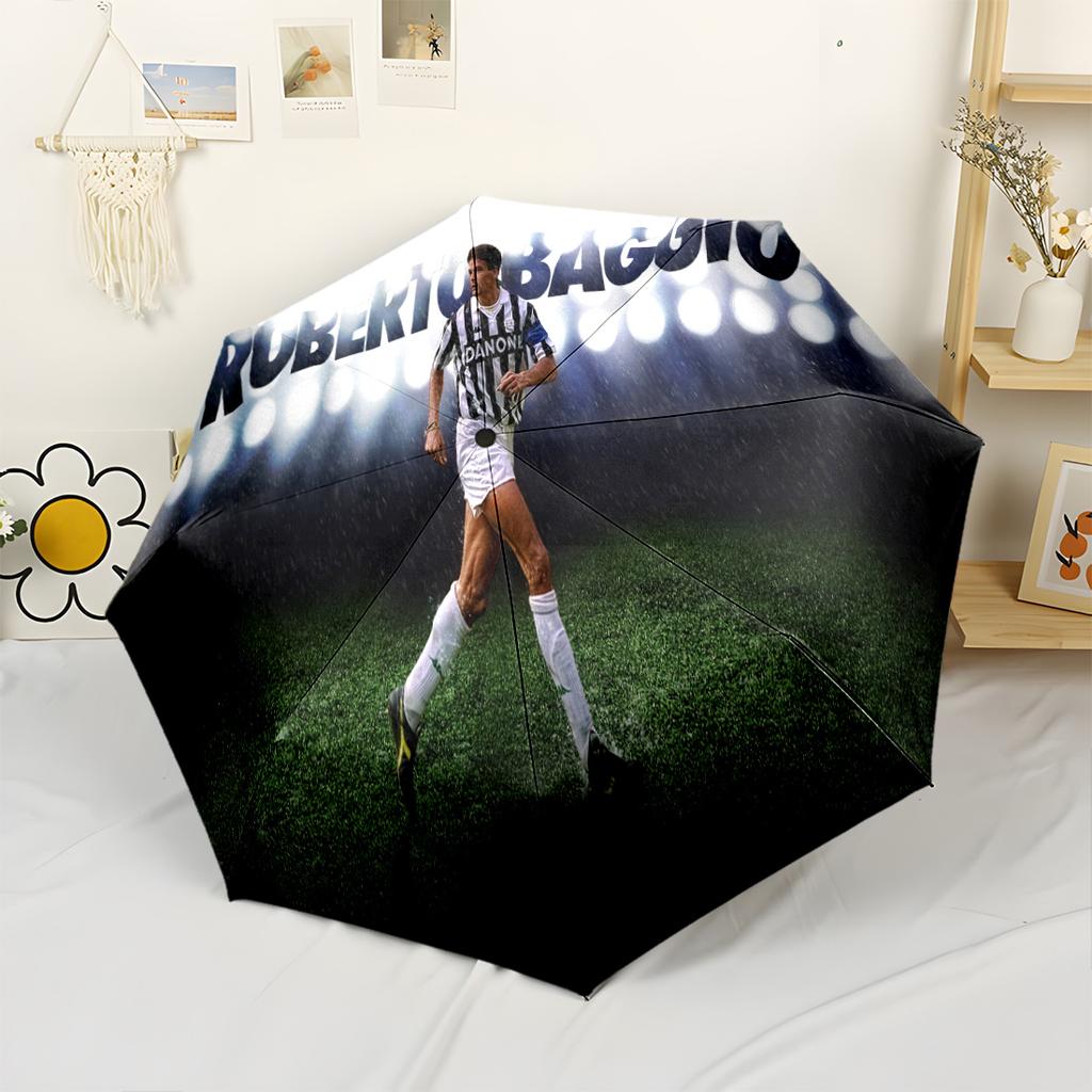 Football Player Action Automatic Umbrella with 8-Rib Compact Design All-Season Travel Elegant Umbrella Best for Christmas
