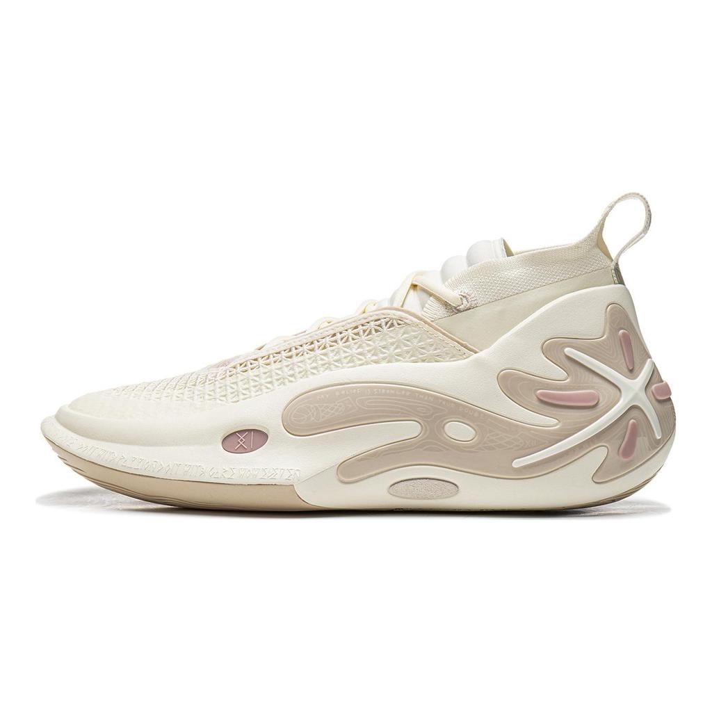 Li Ning WOW11 Dämpfung Rutschfest Abriebfest Leicht Rückprall Mittelhohe Basketballschuhe Herren Ecru ABAU049-24