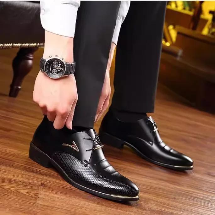 FashionPointed Toe Brown Dress Shoes Man Black Social Shoe for Men Italian Cheap Clearance Legitimate Leather 39 High Quality Fashion