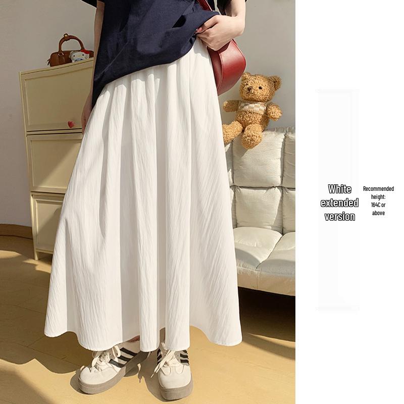 2026 Women s White High Waist A-line Mid-length Skirt - Spring/Autumn Loose Cake Skirt, Summer Puffy Umbrella Style S
