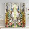 Window Curtains for Living Room Luxury Bedroom Divider Blue Peacock With Flower Peafowl Left and Right 2Panels Cortinas Drapes