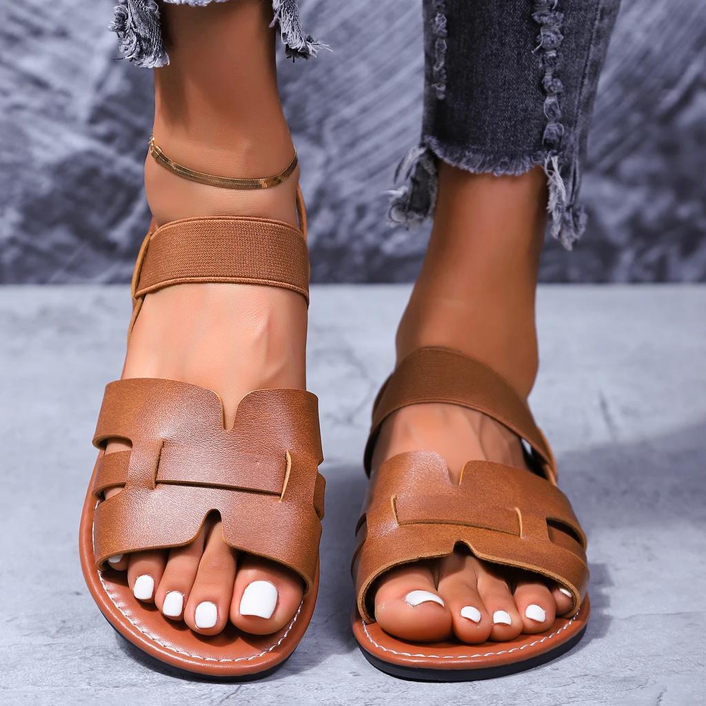 Fashion Women Flat Sandals Korean Style Soft Soles Lightweight Sandals Women 2025 New Outer Wear Simple Shoes Women Sandalias De Mujer