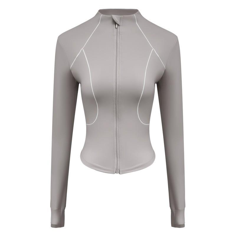 

Женская одежда для йоги высокого класса: Куртка для фитнеса и велоспорта с воротником-стойкой и длинными рукавами Extra Large