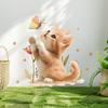 Cute Orange Cat with Butterfly Removable Waterproof Wall Stickers, Self-Adhesive Decor for Kids Room Bedroom Decoration