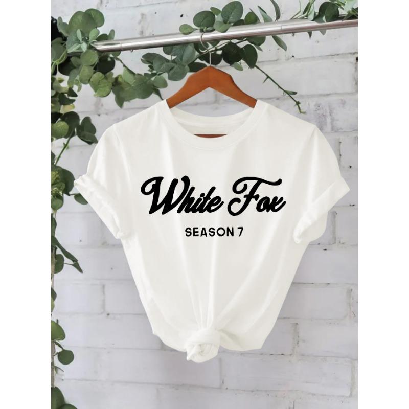 Ny Dam Slogan Tryckt Rundhalsad Lös Kortärmad Casual T-shirt