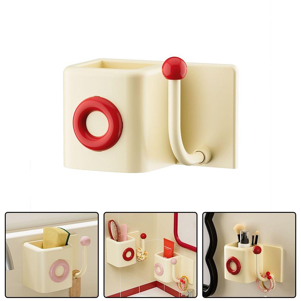 Multi-purpose No Punch Bathroom Storage Rack Reusable Wall Mounted Wall Coat Hook Key Hooks