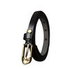 1.5Cm Wide Decorative Women'S Thin Belt Shoe Type Copper Buckle With Coat Women'S Pure Cowhide Retro Fashion Trend Narrow Belt