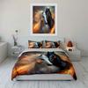 Horses Fiery Art Decor Set Bedding Set with 1 Duvet Cover 2 Pillowcases Single Double King Queen, Gift