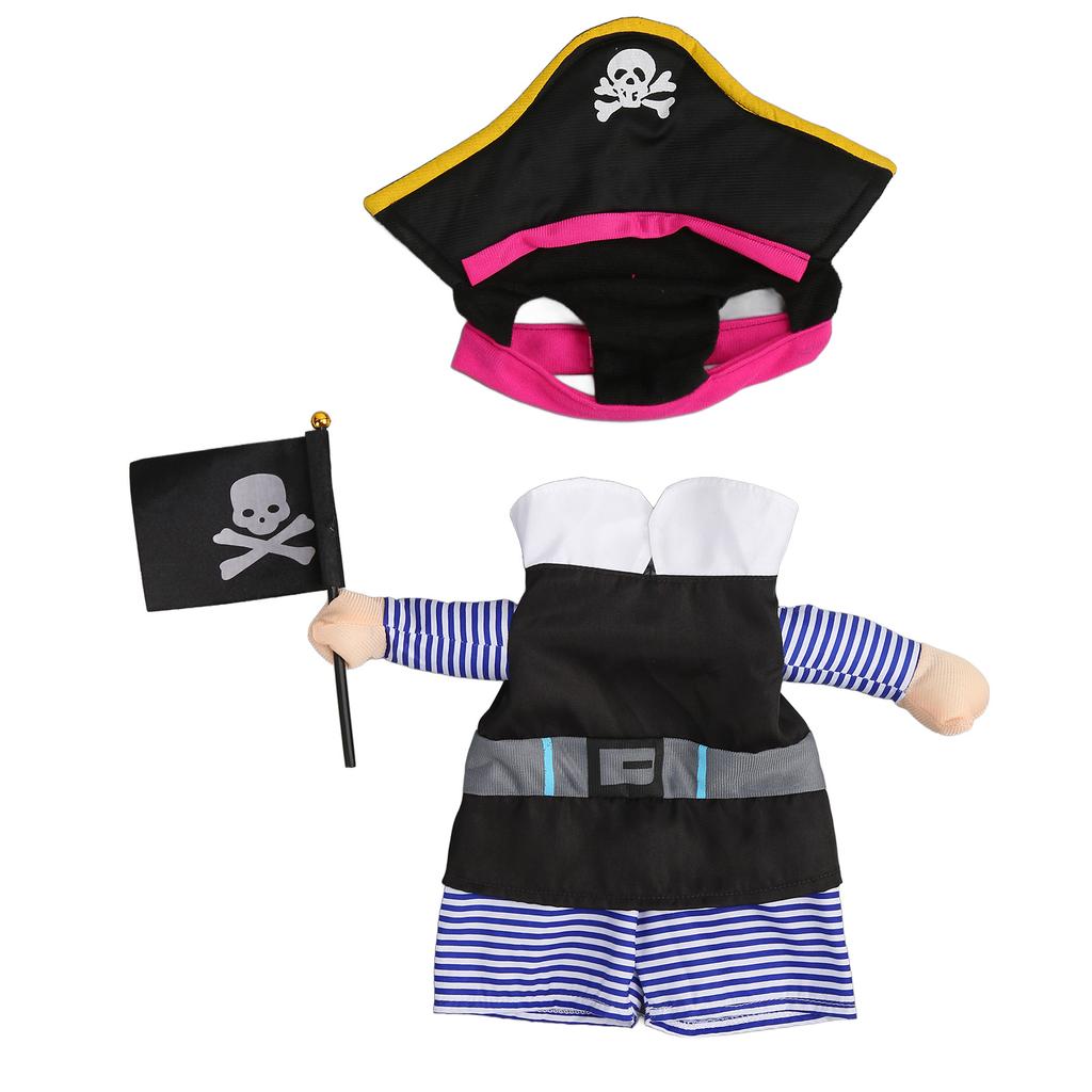 Dog Pirate Costume Fashionable Cute Cartoon Print Pet Pirate Suit for Pets Dogs Cats L