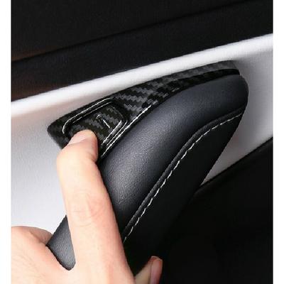 Interior Door Lock Switch Carbon Fiber Cover Trim For Tesla Model Y -
