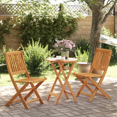 Vidaxl 3-Piece Folding Bistro Furniture Set, Solid Acacia Wood